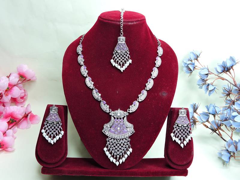 Purple designer premium festive wear necklace set