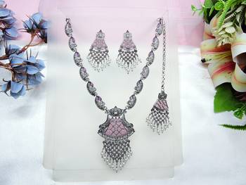 Purple designer premium festive wear necklace set 2