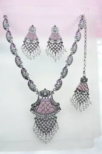 Purple designer premium festive wear necklace set