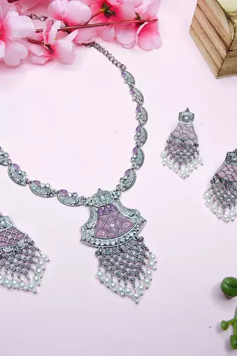 Purple designer premium festive wear necklace set