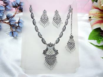 White designer premium festive wear necklace set 2