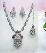 Pink designer premium festive wear necklace set
