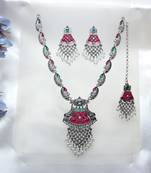 Multicolor designer premium festive wear necklace set