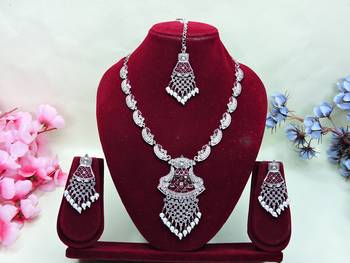 Red designer premium festive wear necklace set 1