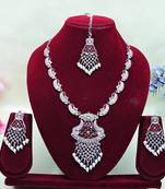 Red designer premium festive wear necklace set