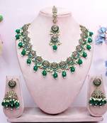 Green designer premium festive wear necklace set