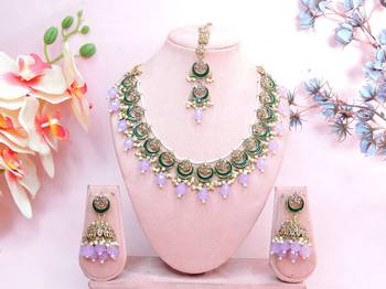 Purple designer premium festive wear necklace set 1