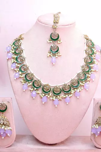 Purple designer premium festive wear necklace set