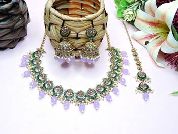 Purple designer premium festive wear necklace set 2