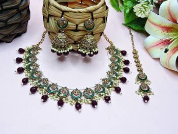 Multicolor designer premium festive wear necklace set 1