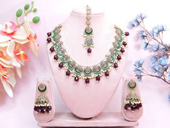 Multicolor designer premium festive wear necklace set 2