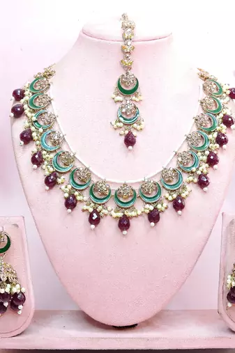 Multicolor designer premium festive wear necklace set