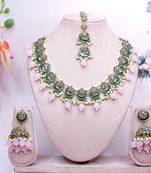 Pink designer premium festive wear necklace set