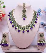 Purple designer premium festive wear necklace set
