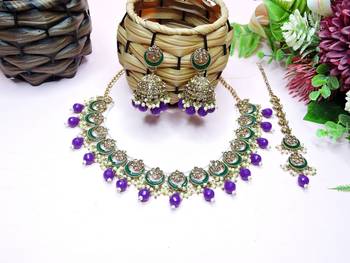 Purple designer premium festive wear necklace set 2
