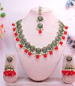 Red designer premium festive wear necklace set