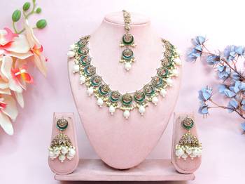 White designer premium festive wear necklace set 1