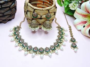 White designer premium festive wear necklace set 2