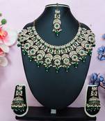 Green designer premium festive wear necklace set
