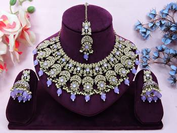 Purple designer premium festive wear necklace set 1