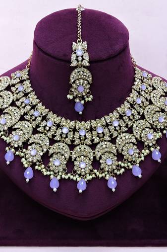 Purple designer premium festive wear necklace set