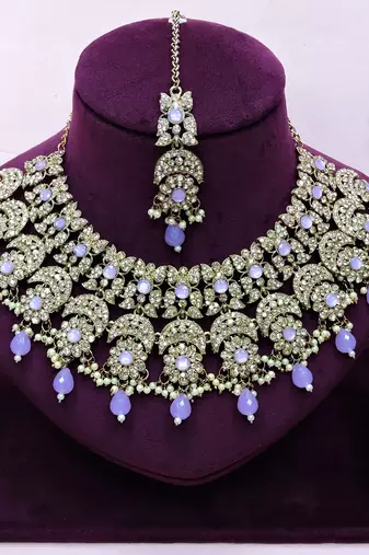 Purple designer premium festive wear necklace set