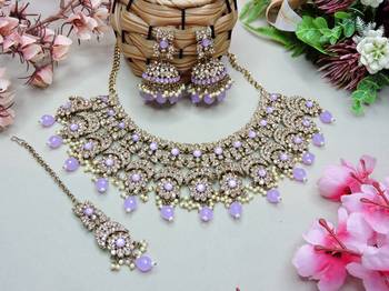 Purple designer premium festive wear necklace set 2