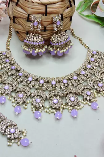 Purple designer premium festive wear necklace set