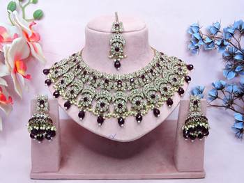 Maroon designer premium festive wear necklace set 1