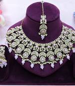 Pink designer premium festive wear necklace set