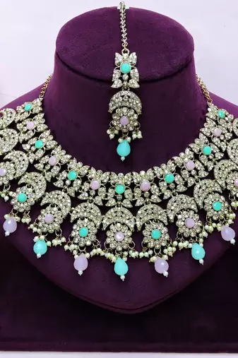 Multicolor designer premium festive wear necklace set