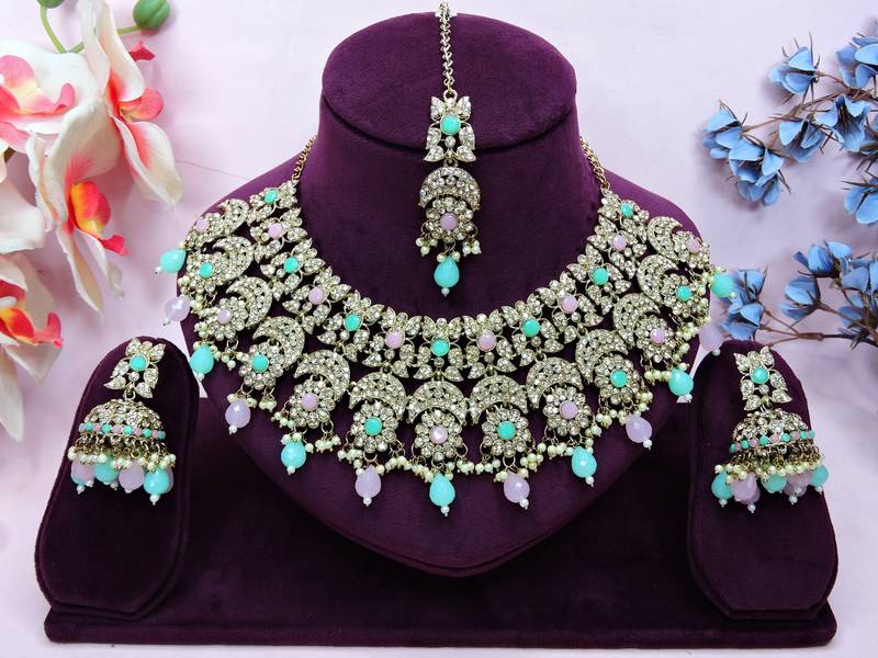 Multicolor designer premium festive wear necklace set