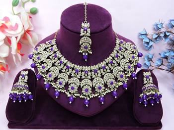 Purple designer premium festive wear necklace set 1