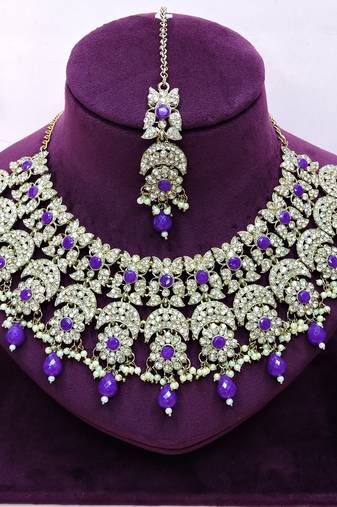 Purple designer premium festive wear necklace set