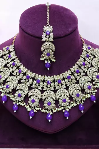 Purple designer premium festive wear necklace set
