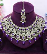Purple designer premium festive wear necklace set