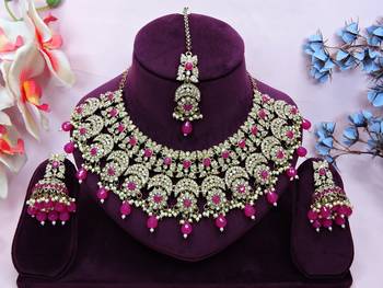 Red designer premium festive wear necklace set 1