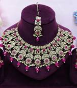 Red designer premium festive wear necklace set
