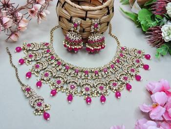 Red designer premium festive wear necklace set 2