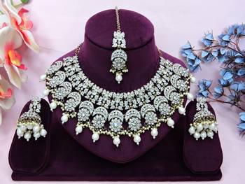 White designer premium festive wear necklace set 1