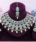 White designer premium festive wear necklace set