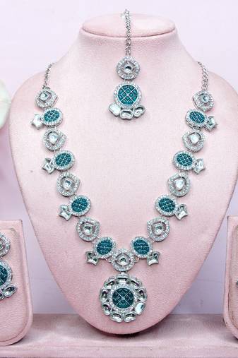 Turquoise designer premium festive wear necklace set
