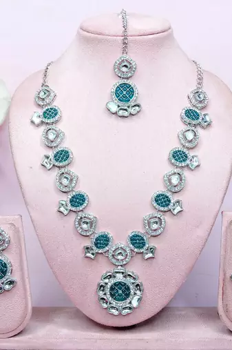 Turquoise designer premium festive wear necklace set