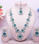 Turquoise designer premium festive wear necklace set
