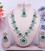 Green designer premium festive wear necklace set