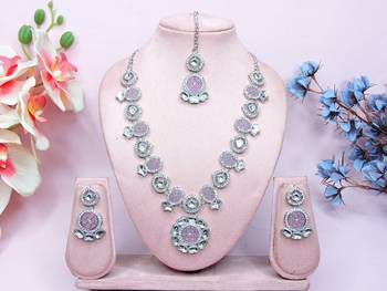Purple designer premium festive wear necklace set 1