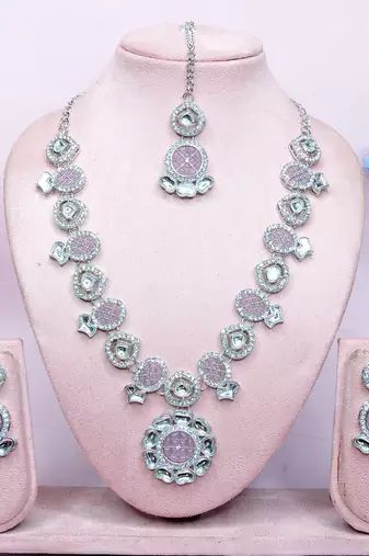 Purple designer premium festive wear necklace set