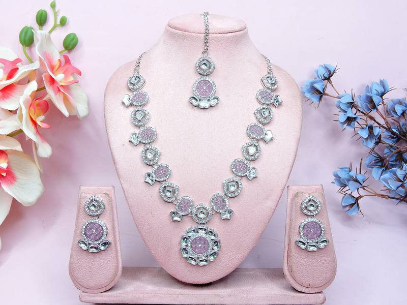 Purple designer premium festive wear necklace set
