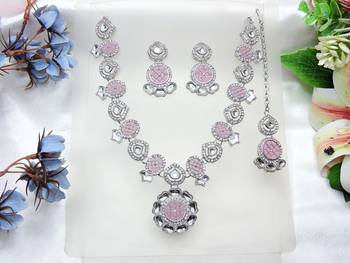 Purple designer premium festive wear necklace set 2