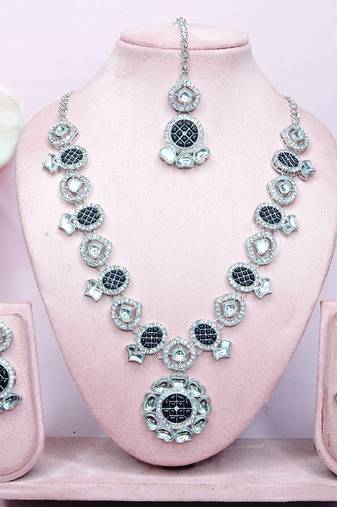 Blue designer premium festive wear necklace set